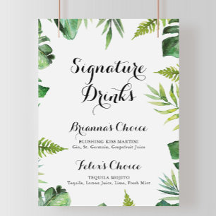 Zielort Tropisches Grünes Signature-Drinks-Schild Poster