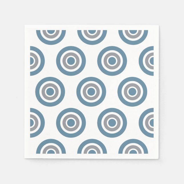 Zielpattern Blau Grau Weißer Cocktail Napkins Serviette (Vorderseite)
