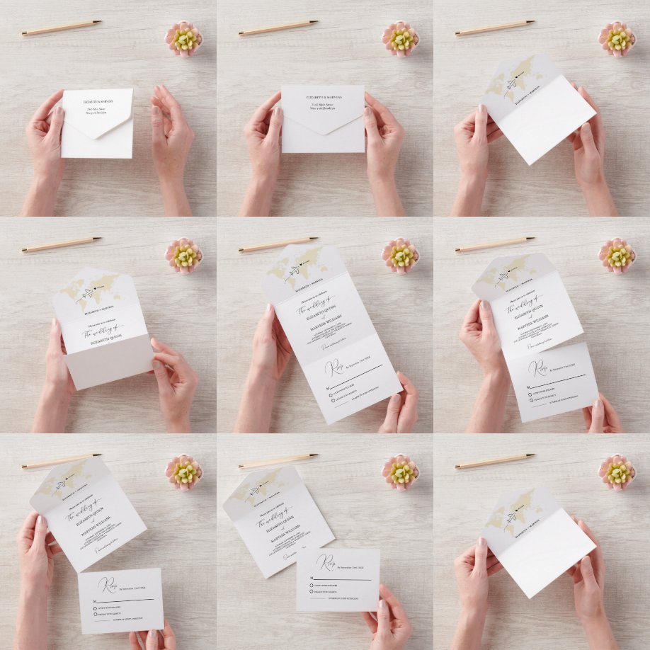 Zielreise in einer Hochzeit All In One Einladung