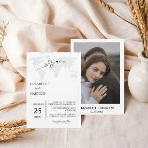 Zielreise Thema Weltkarte Hochzeit Einladung