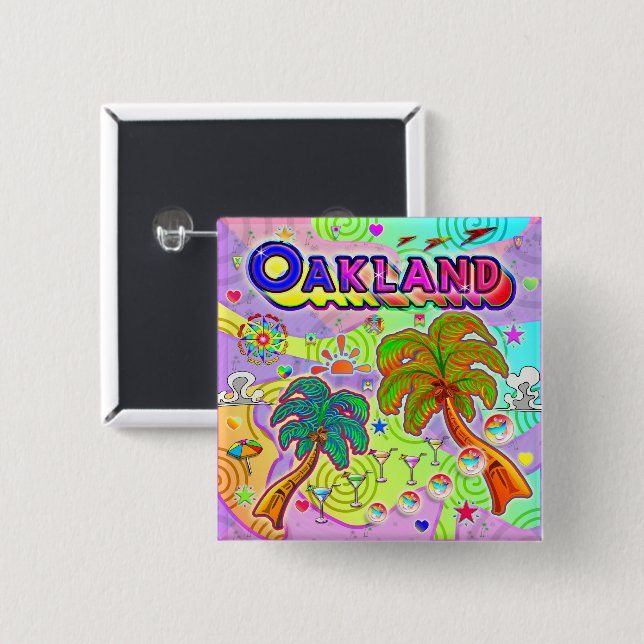 Zielschaltfläche für den Oakland-Urlaub Button (Vorne & Hinten)