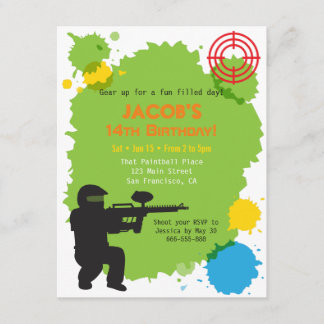 Zielverschlossene Paintball-Geburtstags-Party Einladung