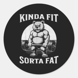Ziemlich Fit Etwas Fett Lustiger Fitnessstudio Bär Runder Aufkleber