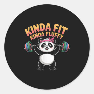 Ziemlich fit, ziemlich flauschiger Panda-Turnhalle Runder Aufkleber