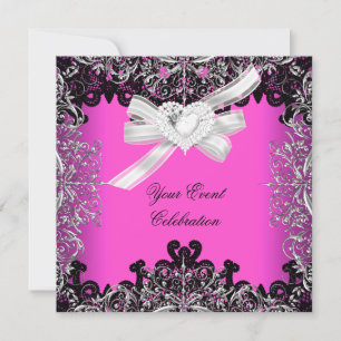 Ziemlich Heiß Rosa Weiß Schwarz Spitze Elegante Pa Einladung