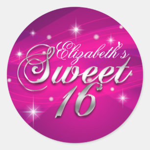 Ziemlich heiße rosa funkelnde Sweet Sixteen Aufkle Runder Aufkleber