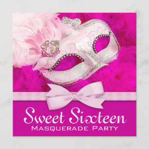 Ziemlich heiße rosa Maskenparty Einladung