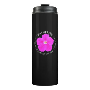 Ziemlich heiße rosa und schwarze Blumen-Bibel-Vers Thermosbecher