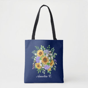 Ziemlich moderne marineblaue Sonnenblumen- und Wil Tasche