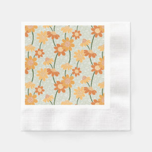 Ziemlich retro-gedämpfte Blumen der 1970er Jahre Serviette