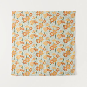 Ziemlich retro-gedämpfte Blumen der 1970er Jahre Wandteppich