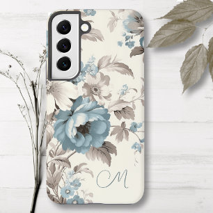 Ziemlich staubiges Blau/Hellbraune Blumen mit Init Samsung Galaxy Hülle