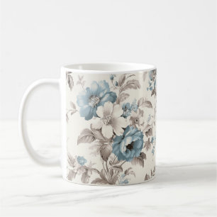 Ziemlich staubiges Blau/hellbraunes Floral Kaffeetasse