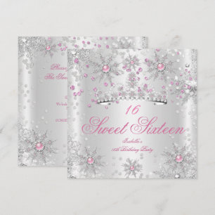 Ziemlich Süße 16 Rosa Weiße Winter-Wunderland Einladung