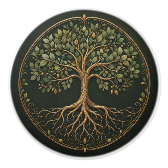 Zier-Botanikbaum, Baum des Lebens, Knopf Keramikknauf (Vorderseite)