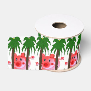 Zierband Kinder rosa Schweine Ripsband