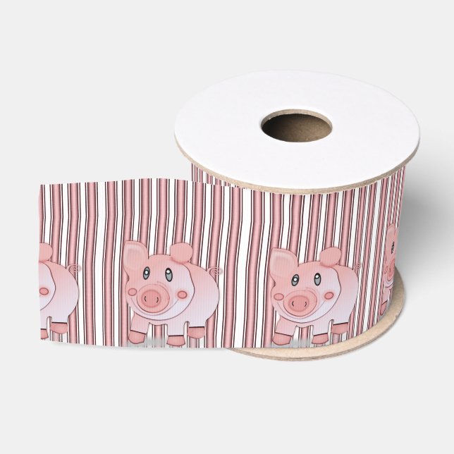 Zierband Kinder rosa Schweine Ripsband (Spule)