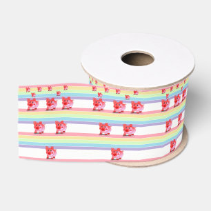 Zierband Kinder rosa Schweine Ripsband