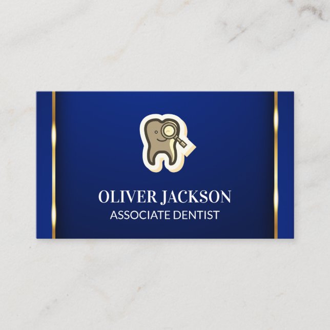 Zierbildsymbol | Gold Trim Blue Background Visitenkarte (Vorderseite)