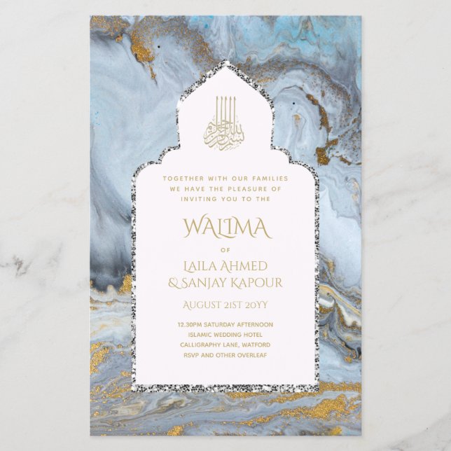 Zierbilingual WALIMA Nikah Muslime Hochzeit Flyer (Vorne)
