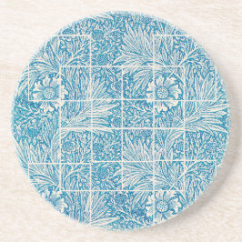 Zierblau-Weiß-Blumenmuster Sandstein Getränkeuntersetzer