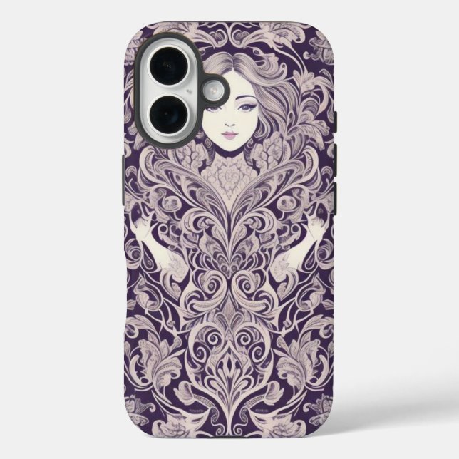 Zierblumen, Abstrakt iPhone 16 Hülle (Rückseite)
