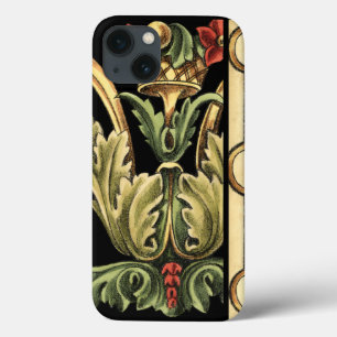 Zierblumendesign an schwarzen Grenzen Case-Mate iPhone Hülle
