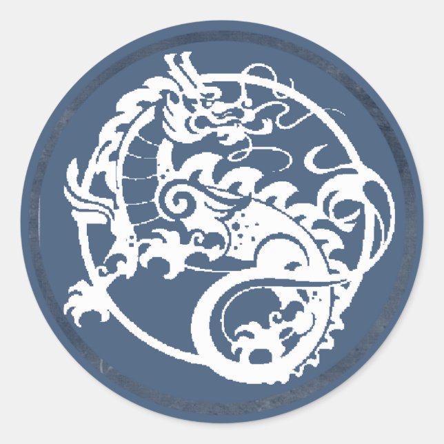 Zierdrache Runder Aufkleber (Vorderseite)