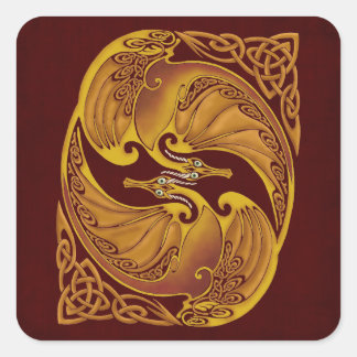 Zierdrachen Quadratischer Aufkleber