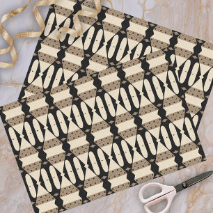 Zierelegantes Schwarz-Beige Geometrisches Muster Seidenpapier