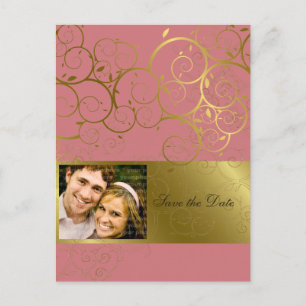 Ziergoldspirale Save the Date Postkarte