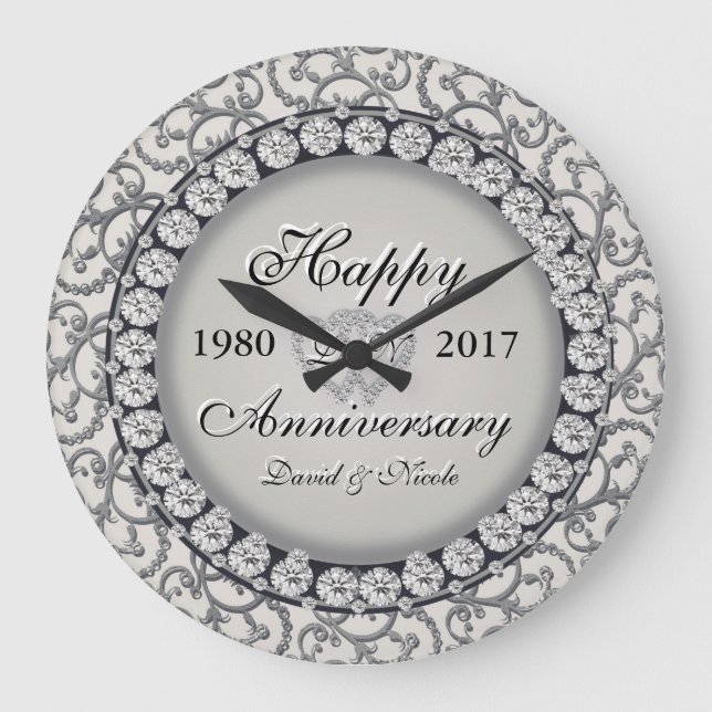 Zierjubiläum-Monogramm Große Wanduhr (Vorderseite)
