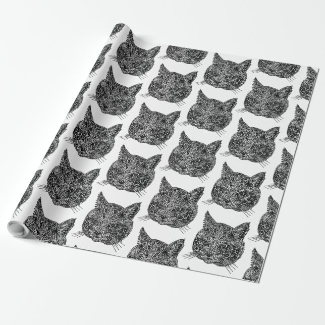 Zierkatze Geschenkpapier (Ungerollt)