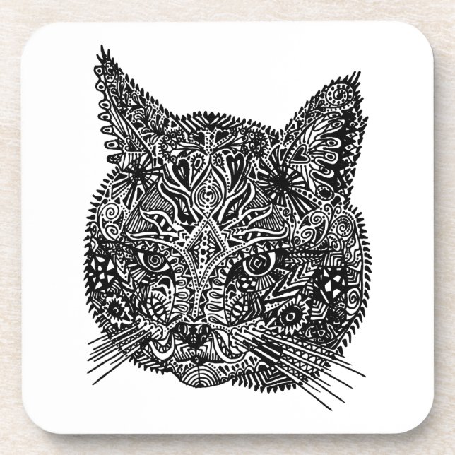 Zierkatze Kopf Untersetzer (Vorderseite)
