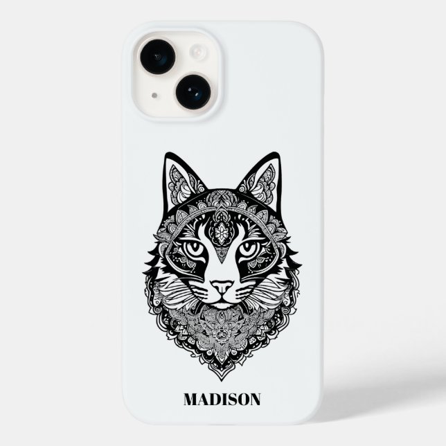 Zierkatze mit benutzerdefiniertem Text Case-Mate iPhone 14 Hülle (Rückseite)