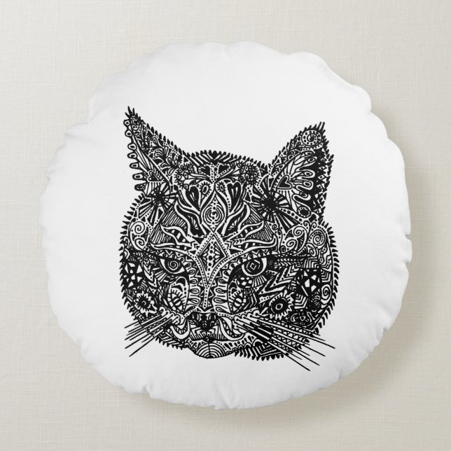 Zierkatze Rundes Kissen (Vorderseite)