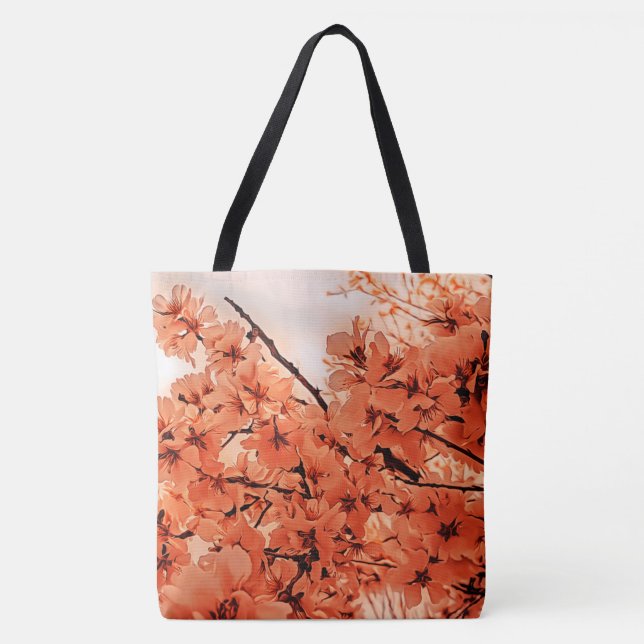 Zierkirschzweige Orange Stilvoll Tasche (Vorderseite)