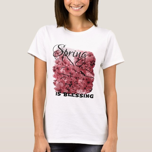 Zierkirschzweige Rosa Stilvoll T-Shirt (Vorderseite)