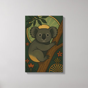 Zierkoala in Botanischer Mandala Leinwanddruck
