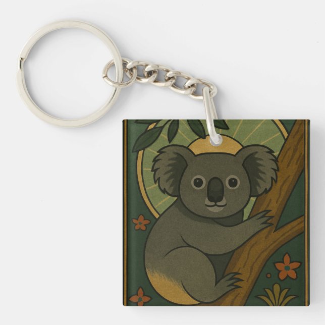 Zierkoala in Botanischer Mandala Schlüsselanhänger (Vorderseite)