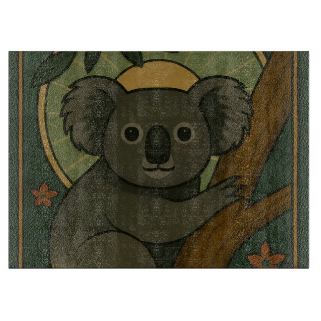 Zierkoala in Botanischer Mandala Schneidebrett (Vorderseite)