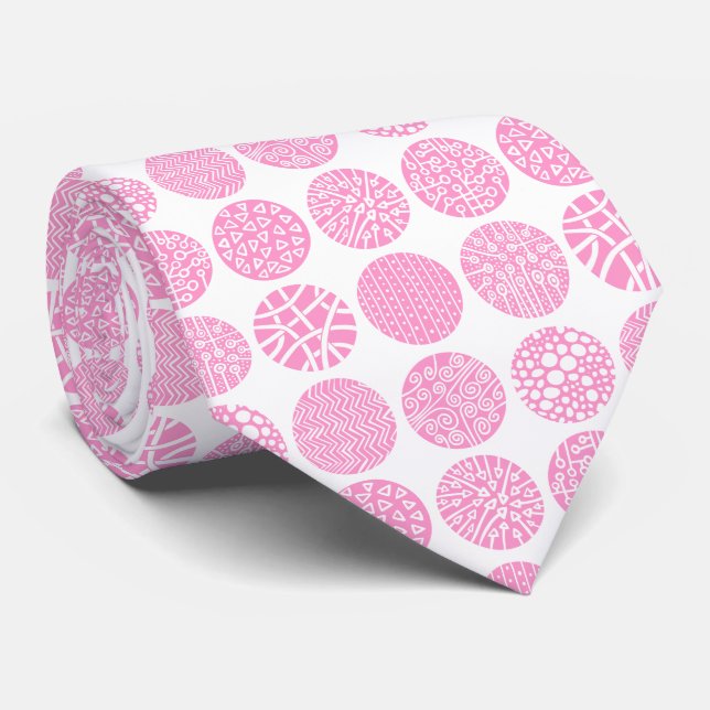Zierkreise - Rosa und Weiß Krawatte (Gerollt)