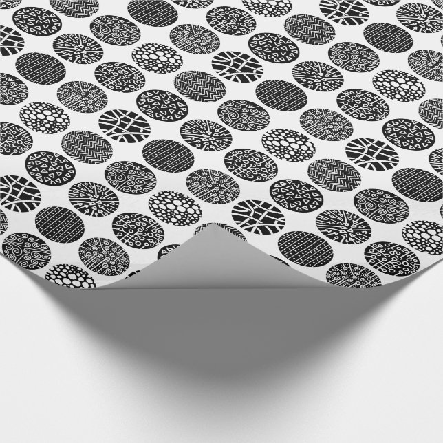 Zierkreise - Schwarz und Weiß Geschenkpapier (Ecke)
