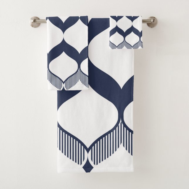 Zierlich, abstrakt, elegant, blau, weiß badhandtuch set (Insitu)