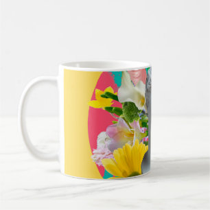 Zierlich. Kollage mit Gipskopfstütze-Isolation Kaffeetasse
