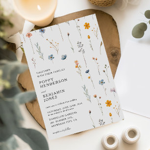 Zierliche Blumen-Wildblumen-Hochzeit Einladung