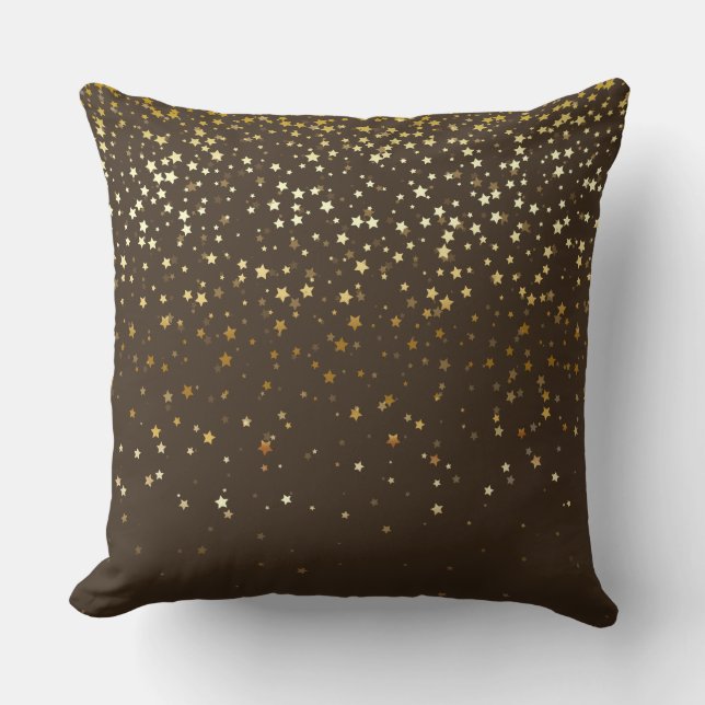 Zierliche goldene Innensterne quadratisches Kissen (Vorderseite)