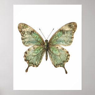 Zierlicher Schmetterling mit Blattmusterflügeln Poster