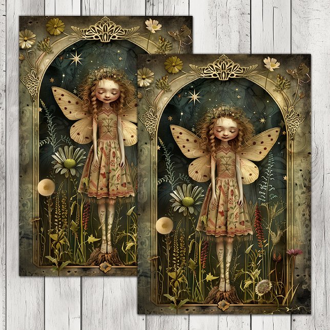 ZIERLICHES WALDFEE-DEKORATIONS-SEIDENTUCH SEIDENPAPIER (DAINTY FOREST FAIRY DECOUPAGE TISSUE PAPER)