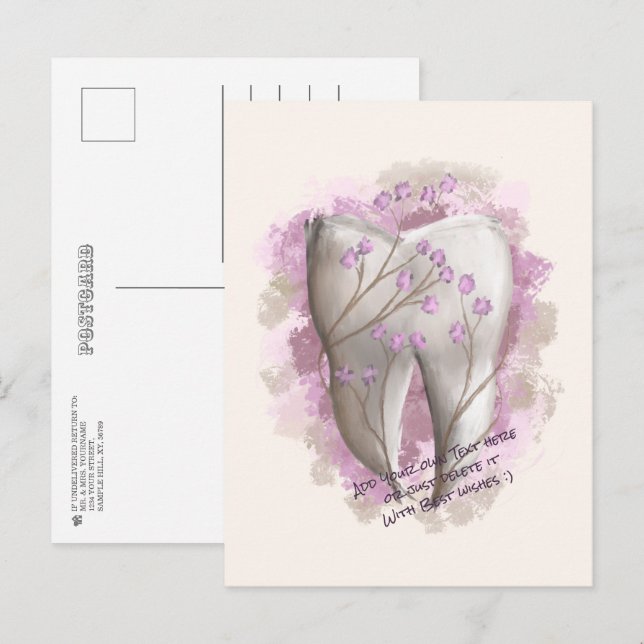 Ziermalerei. Vorlage für Zahnärzte, Zahnärzte Postkarte (Vorne/Hinten)